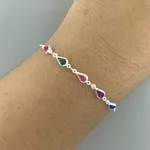 Pulseira 5 Gotas com Zirconia Colorida 1,4gr Prata 925