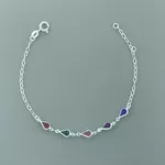 Pulseira 5 Gotas com Zirconia Colorida 1,4gr Prata 925