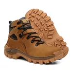 Bota Coturno Couro Legítimo California Marrom Caramelo Masculina Adventure Trilha Com C.A 