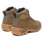 Bota Coturno Cano Médio Couro Legítimo Chicago Castor Masculina Adventure Trilha Com C.A