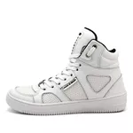 Tênis Bota Sneaker Cano Alto Top Fitness Em Couro Branco