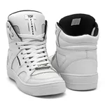 Tênis Bota Sneaker Cano Alto Top Fitness Em Couro Branco