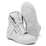 Tênis Bota Sneaker Cano Alto Top Fitness Em Couro Branco