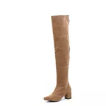 Bota Over The Knee Lirom Cano Longo Camurça Bege