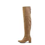 Bota Over The Knee Lirom Cano Longo Camurça Bege