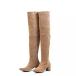 Bota Over The Knee Lirom Cano Longo Camurça Bege