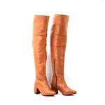 Botas Femininas Over The knee Lirom Em Couro Legitimo Caramelo