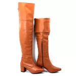 Botas Femininas Over The knee Lirom Em Couro Legitimo Caramelo