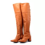 Botas Femininas Over The knee Lirom Em Couro Legitimo Caramelo