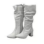Botas Femininas Slouth Lirom Cano Enrugado Cano Alto Em Couro Legitimo Branco