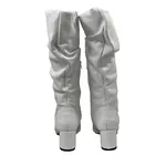 Botas Femininas Slouth Lirom Cano Enrugado Cano Alto Em Couro Legitimo Branco