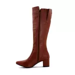 Botas Femininas De Montaria Lirom Cano Alto Com Salto Em Couro Legitimo Marrom
