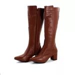 Botas Femininas De Montaria Lirom Cano Alto Com Salto Em Couro Legitimo Marrom
