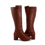 Botas Femininas De Montaria Lirom Cano Alto Com Salto Em Couro Legitimo Marrom