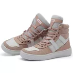 Tenis Feminino Sneakers Lirom Fitness Rosê e Branco