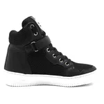 Tenis Masculino Top Fitness Cano Alto Em Couro Preto/Branco