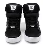 Tenis Masculino Top Fitness Cano Alto Em Couro Preto/Branco