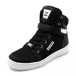 Tenis Masculino Top Fitness Cano Alto Em Couro Preto/Branco