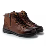 Bota Masculina Coturno Laroche Em Couro Zíper Original 05511 Amarelo