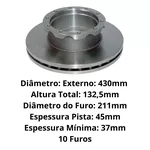 Disco de Freio FUNDIMIG Caminhão Mercedes Benz MB1938, 1944, Axor, Actros, Atego (Diant ou Tras)