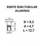 Pacote de Rebite Alumínio 7x8 Semi-Tubular para Lona de Freio Ford F4000 Chevrolet D60 D70