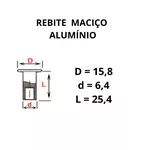 Pacote de Rebite Alumínio Macico 13x16 para Lona de Freio Linha Pesada Caminhões