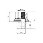 Porca de Roda Tras. 22mm CH33 Osccilante Centralizadora H22/52 2902255