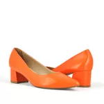 Scarpin Feminino Salto Bloco Laranja