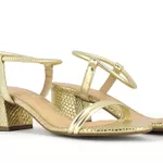 Sandália Couro Dourado com Textura