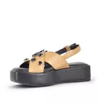 Sandália Papete Flatform Couro Caramelo 