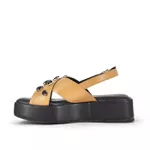 Sandália Papete Flatform Couro Caramelo 