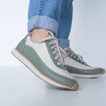 Tênis Couro Bicolor Verde e Off White