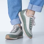 Tênis Couro Bicolor Verde e Off White