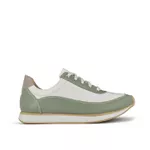 Tênis Couro Bicolor Verde e Off White
