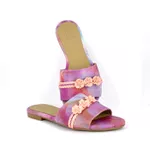 Rasteira em Couro Tie Dye e Detalhe de Flor