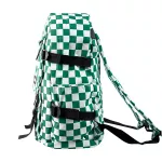Mochila Média Quadriculada Estilo Escolar Juvenil Moderno Bolso Antifurto Verde e Branca