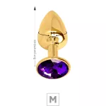 Plug de Metal M Dourado Com Strass SI (7053) - Pedra Roxa