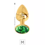 Plug de Metal M Dourado Com Strass SI (7053) - Pedra Verde