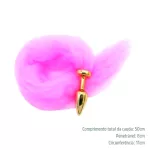 Plug de Plástico M Less Dourado Com Cauda (HA169D) - Rosa