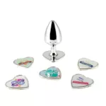 Plug Metálico Personalité Coração Com Duas Pedras - (HA189) - Cromado