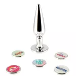 Plug Metálico Slim Personalitté Com Duas Pedras (HA188). - Cromado