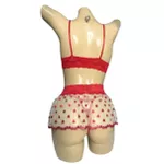 Conjunto Coração Com Sainha (ID1118). - Amarelo c/ Vermelho