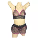 Conjunto Coração Com Sainha (ID1118) - Preto c/ Pink