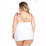 *Camisola Dantele Fechada Plus Size (PS2059). - Branco