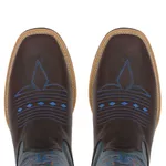 Bota Texana Masculina Couro Fóssil Café e Azul - Silverado Botas