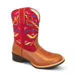 Bota Texana Feminina Couro Floater Conhaque e Nobuck Vermelho - Silverado Botas