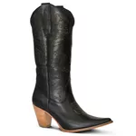 Bota Texana Feminina Couro Floater Preto Com Detalhe a Laser - Silverado Botas