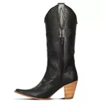 Bota Texana Feminina Couro Floater Preto Com Detalhe a Laser - Silverado Botas