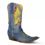 Bota Texana Masculina Tecido Jeans Azul - Silverado Botas