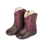 Bota Texana Baby Couro Mestiço Café e Roxo - Silverado Botas